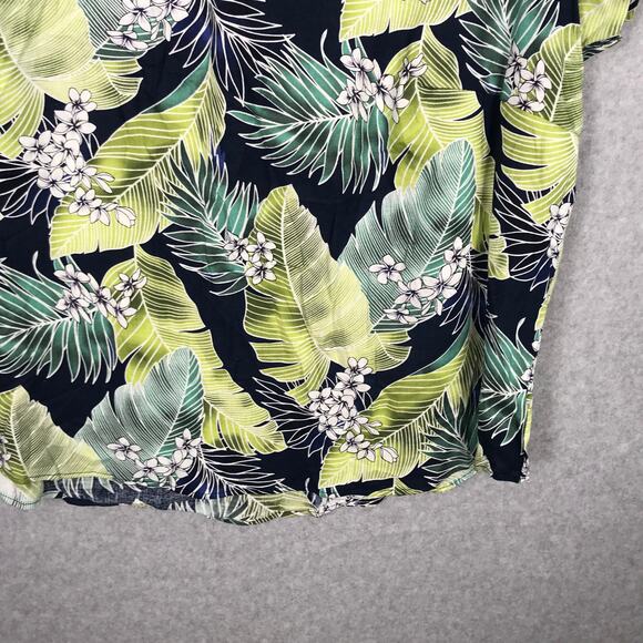 Panama Jack Top Womens Plus 1X Green Linen Palm‎ Resort Tropical Vacation Shirt - Picture 4 of 11